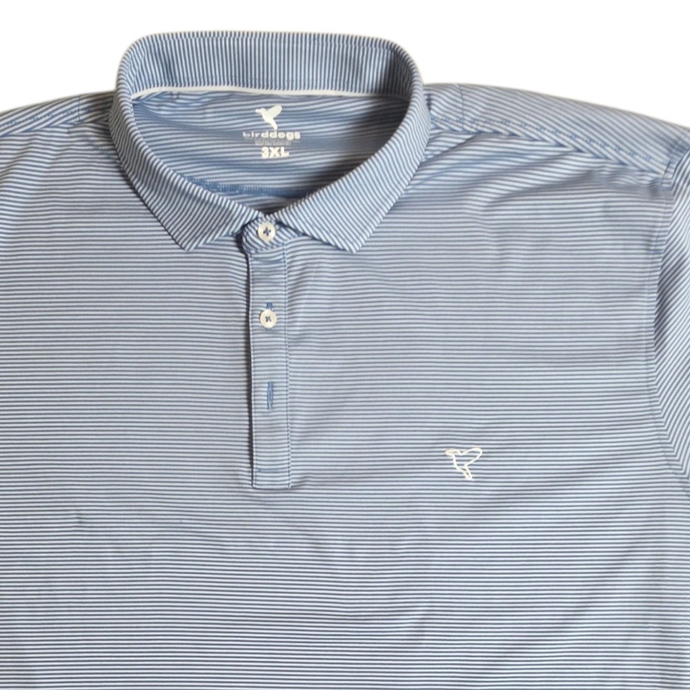 Birddogs Polo Shirt Men 3XL Blue White Striped Performance Stretch